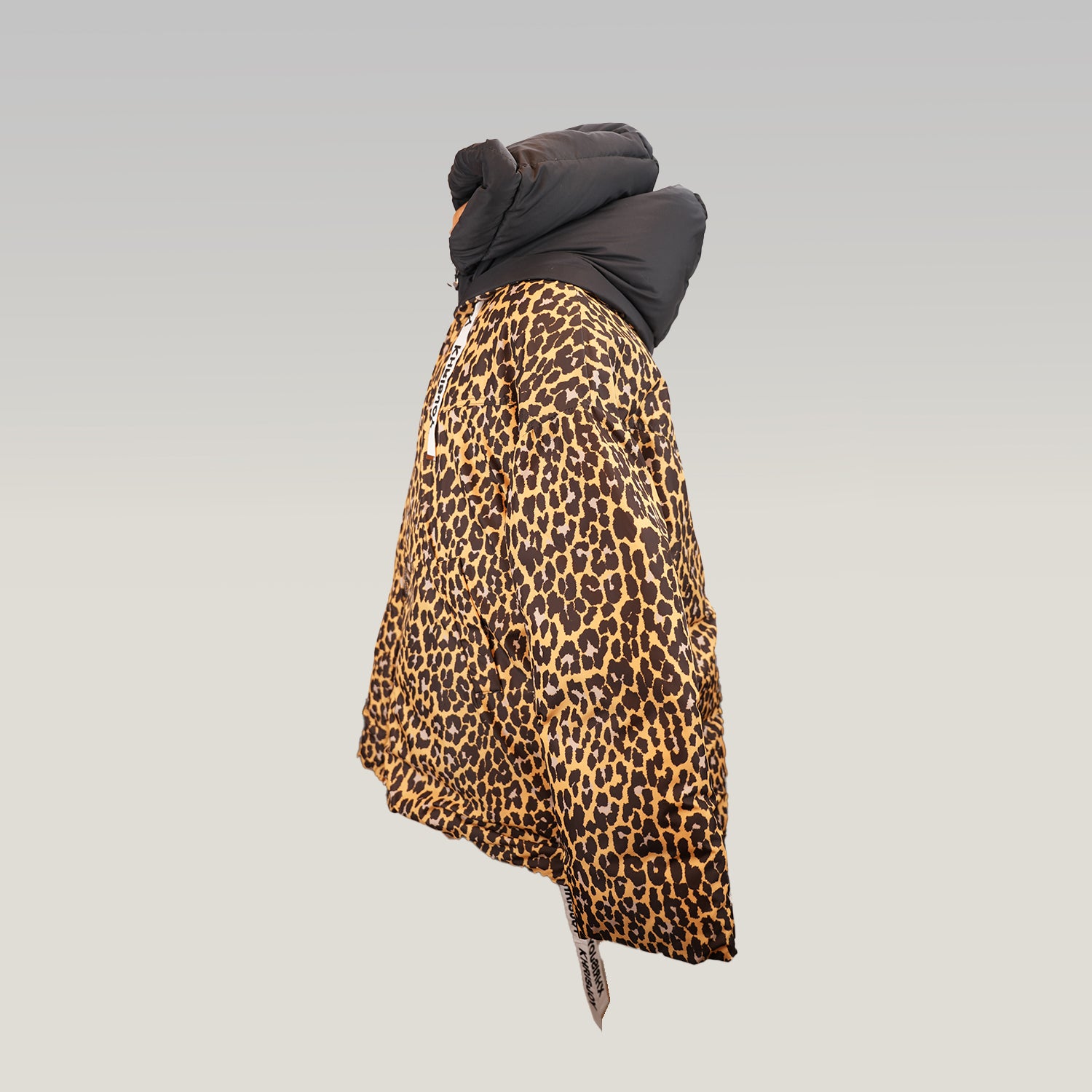 Khrisjoy Piumino Donna Leopardato Taglia S Oversize con Cappuccio Giacca Animalier Made in Italy