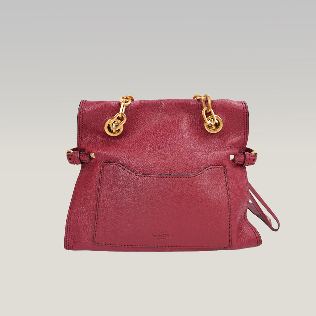 Valentino Garavani Rockstud Chain Shoulder Bag Pink Leather Crossbody Bag