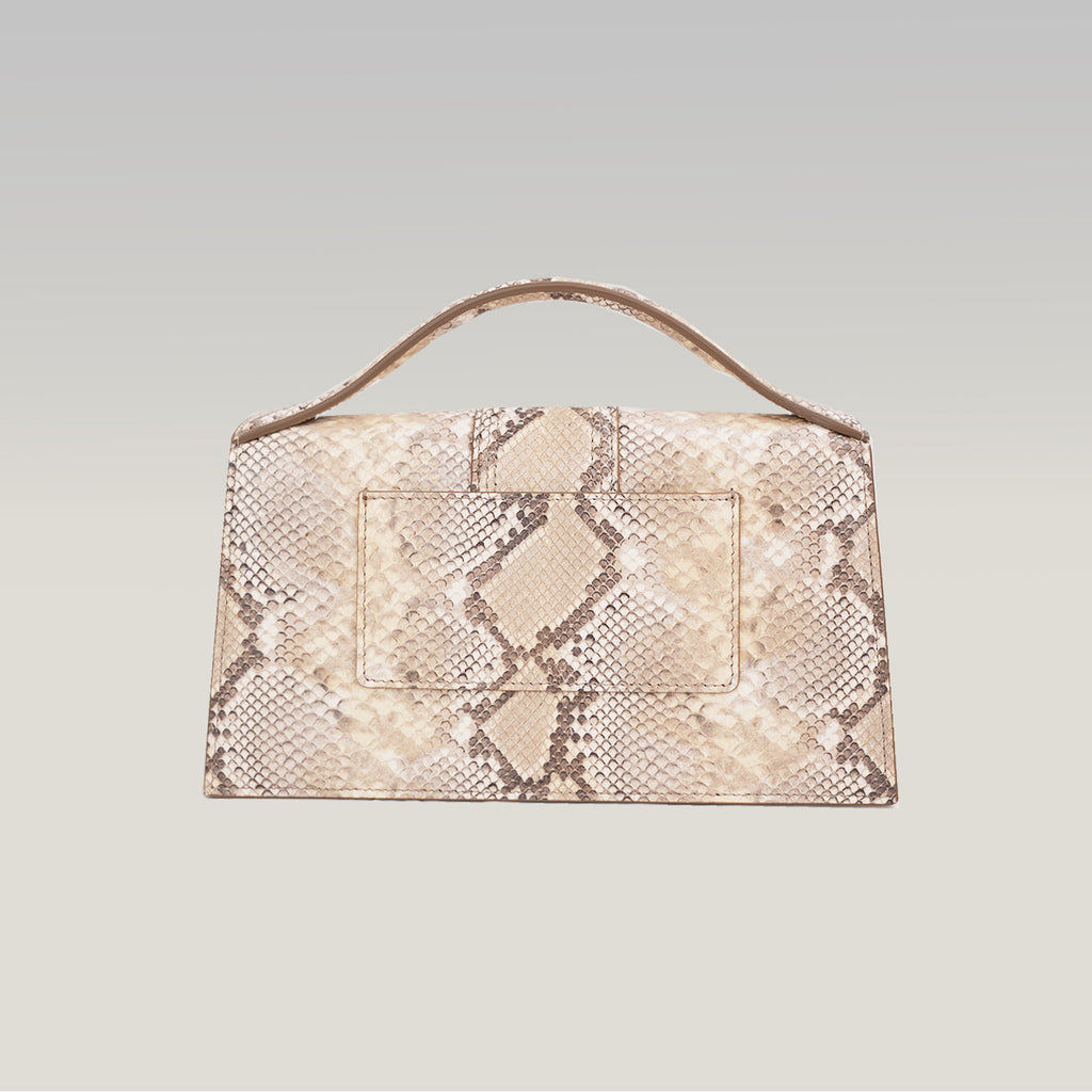 Jacquemus Le Grand Bambino Python Embossed Leather Medium Crossbody Bag Beige