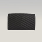 Pochette Saint Laurent Monogram Nera in Pelle Matelassé Chevron con Logo YSL Dorato
