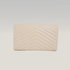 Pochette Saint Laurent Monogram Bianca in Pelle Matelassé Chevron con Logo YSL Dorato