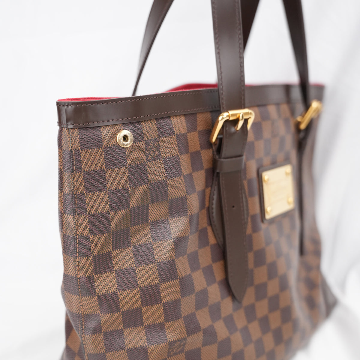 Louis Vuitton Hampstead GM Damier Ebene in Tela Cerata Marrone