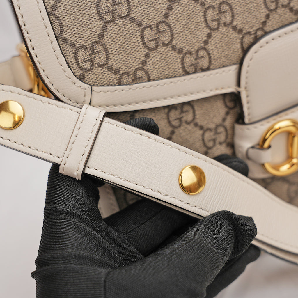 Gucci Horsebit 1955 Borsa Beige/Bianco