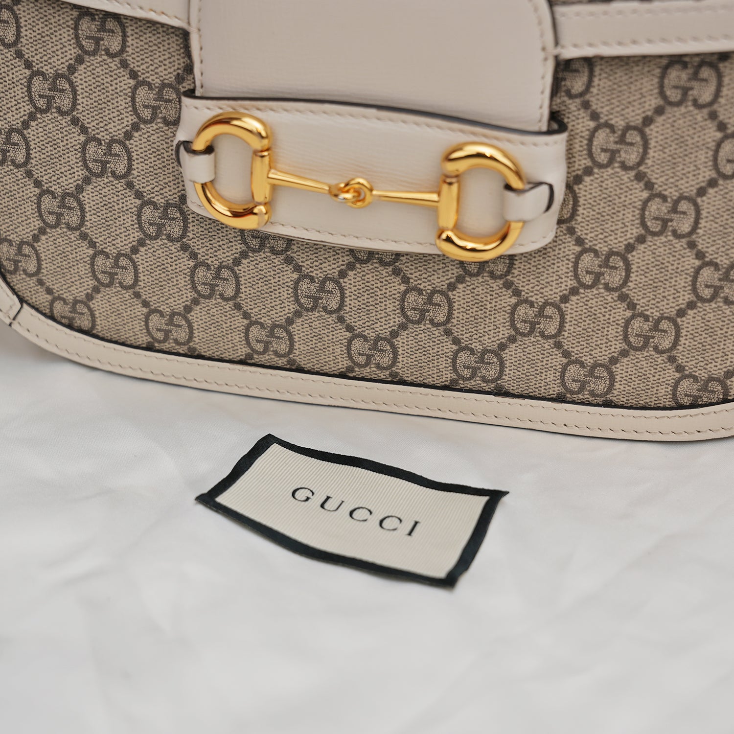 Gucci Horsebit 1955 Borsa Beige/Bianco