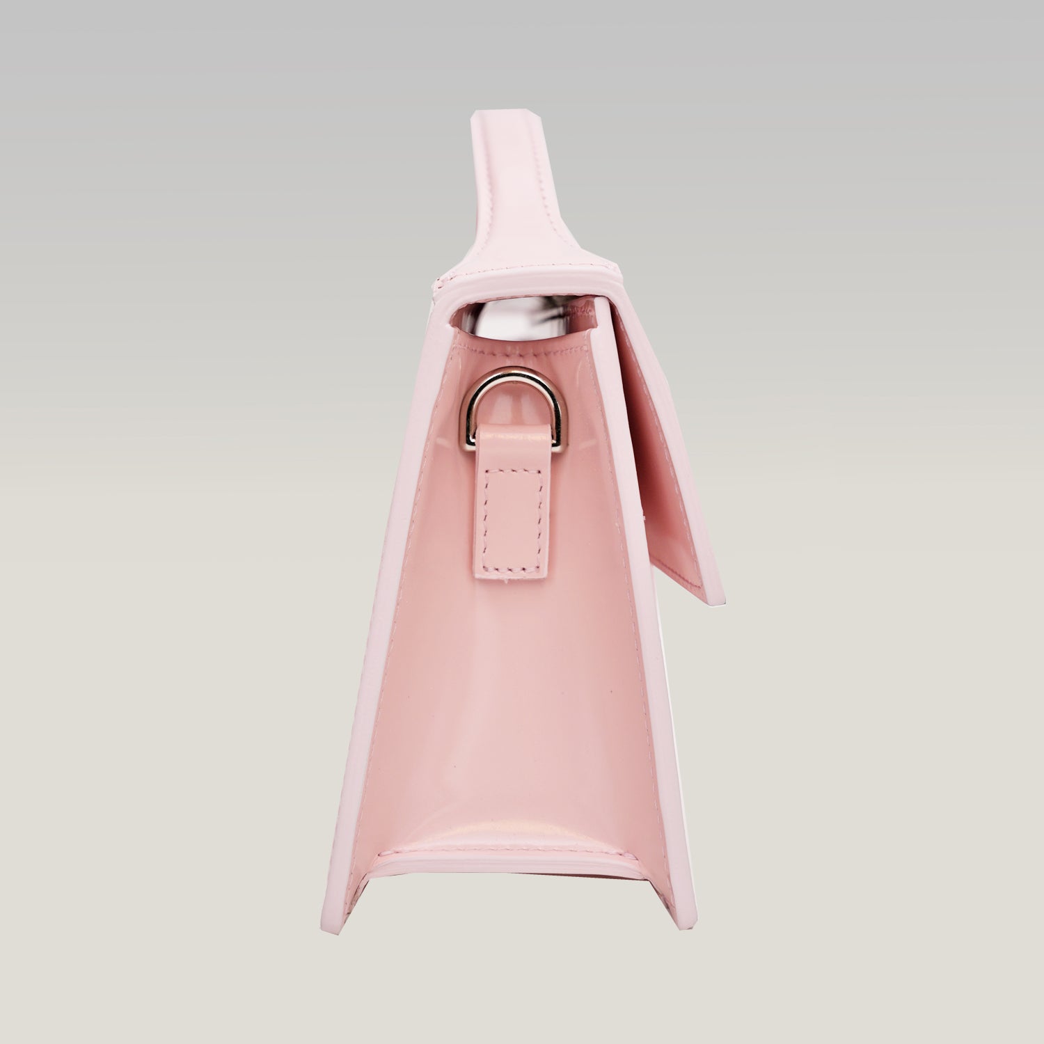 Jacquemus Le Grand Bambino Rosa Pallido in Pelle Verniciata con Manico e Tracolla