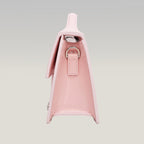 Jacquemus Le Grand Bambino Rosa Pallido in Pelle Verniciata con Manico e Tracolla