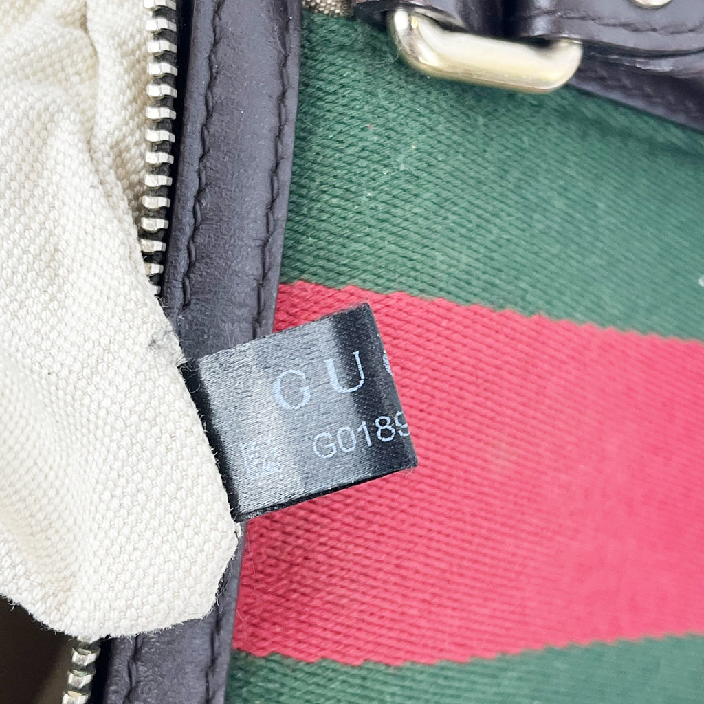 Gucci Mini Boston Bag GG Canvas con Web Stripe