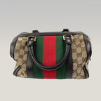 Gucci Mini Boston Bag GG Canvas con Web Stripe