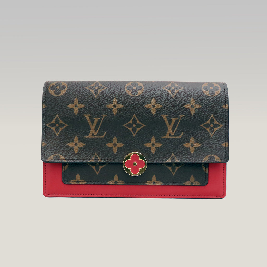 Louis Vuitton Portafoglio Flore Monogram con Interno Rosso – Chip NFC