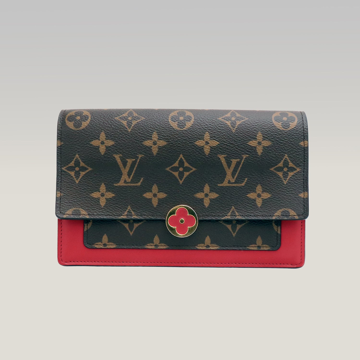 Louis Vuitton Portafoglio Flore Monogram con Interno Rosso – Chip NFC