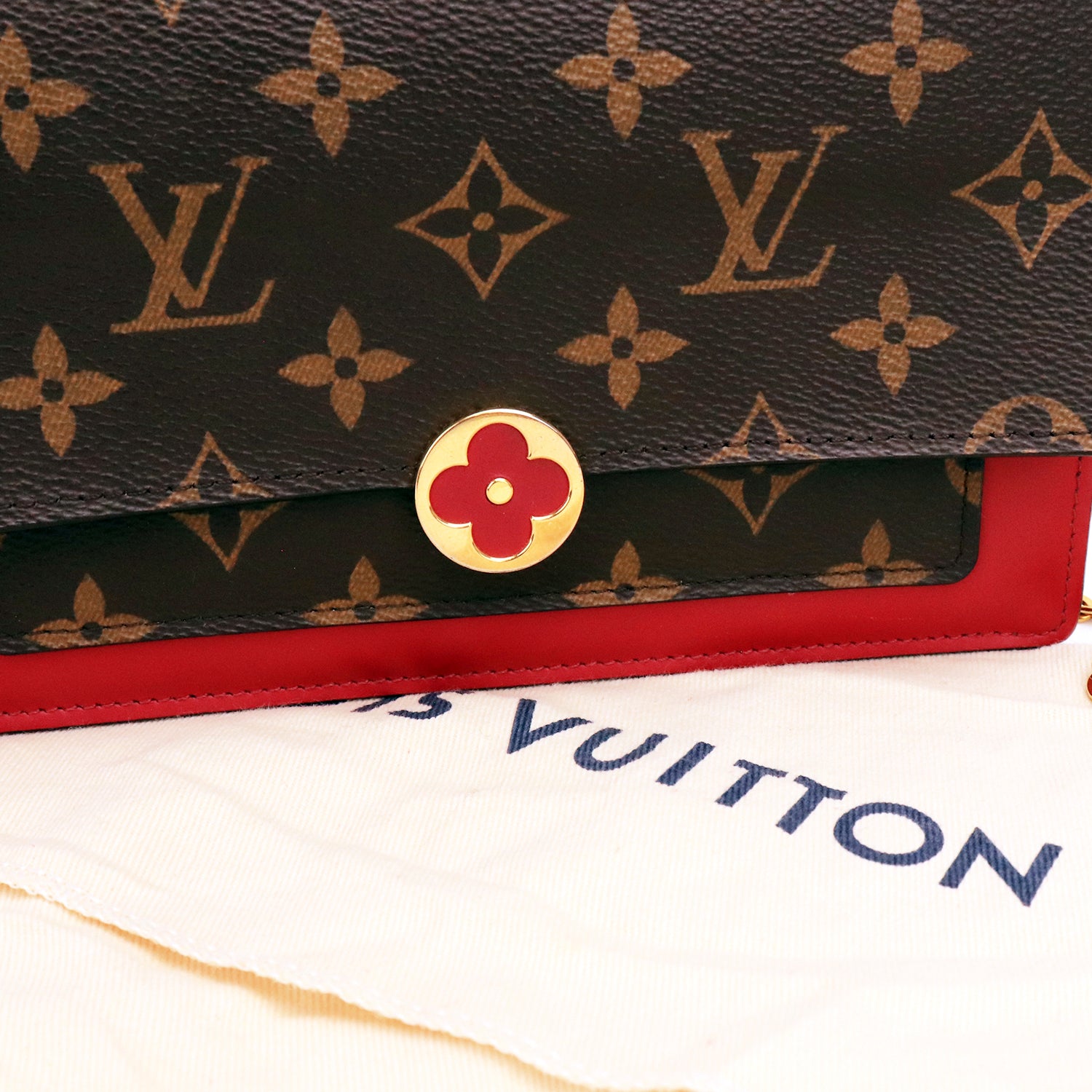 Louis Vuitton Portafoglio Flore Monogram con Interno Rosso – Chip NFC