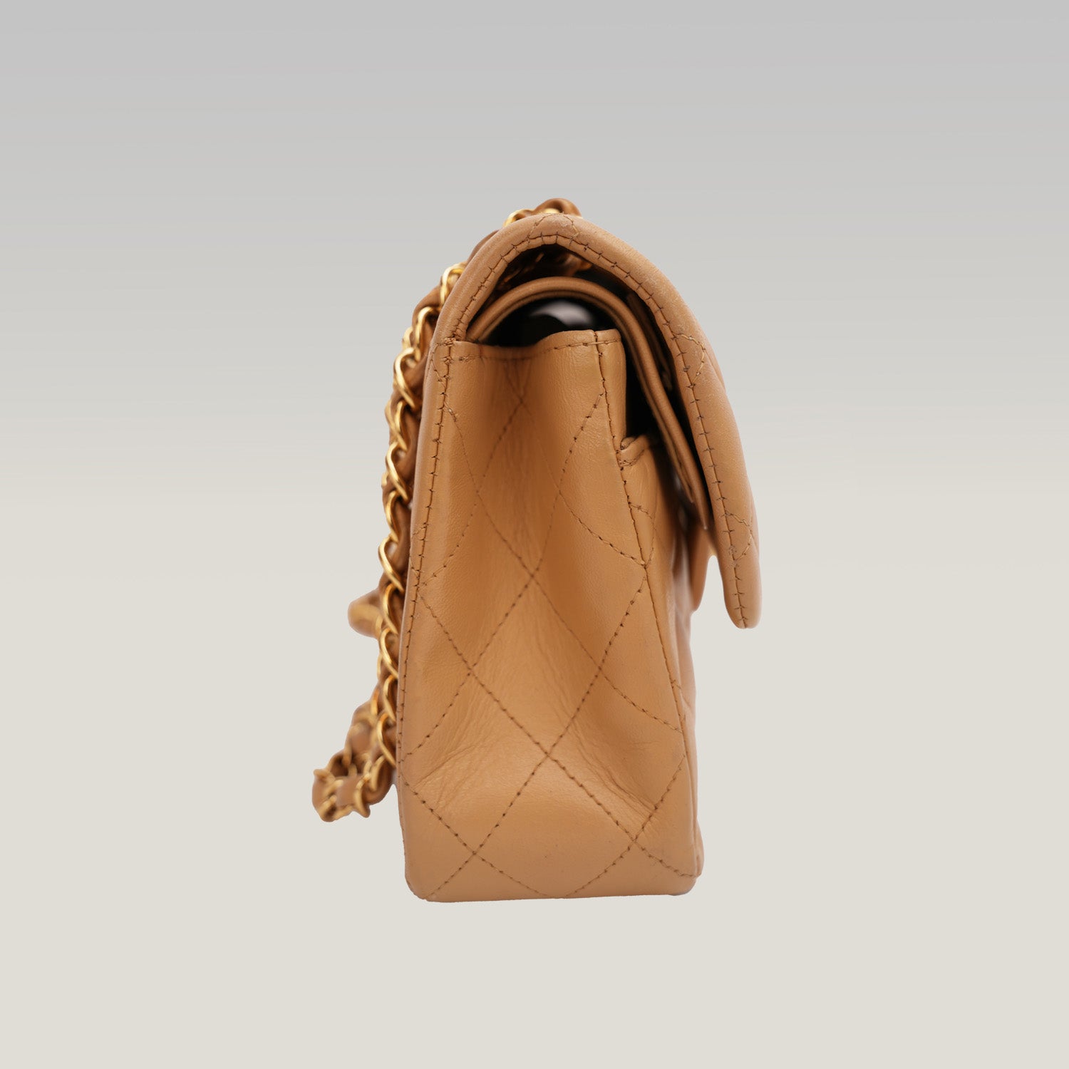 Chanel Classic Flap Shoulder Bag in Beige Calfskin 