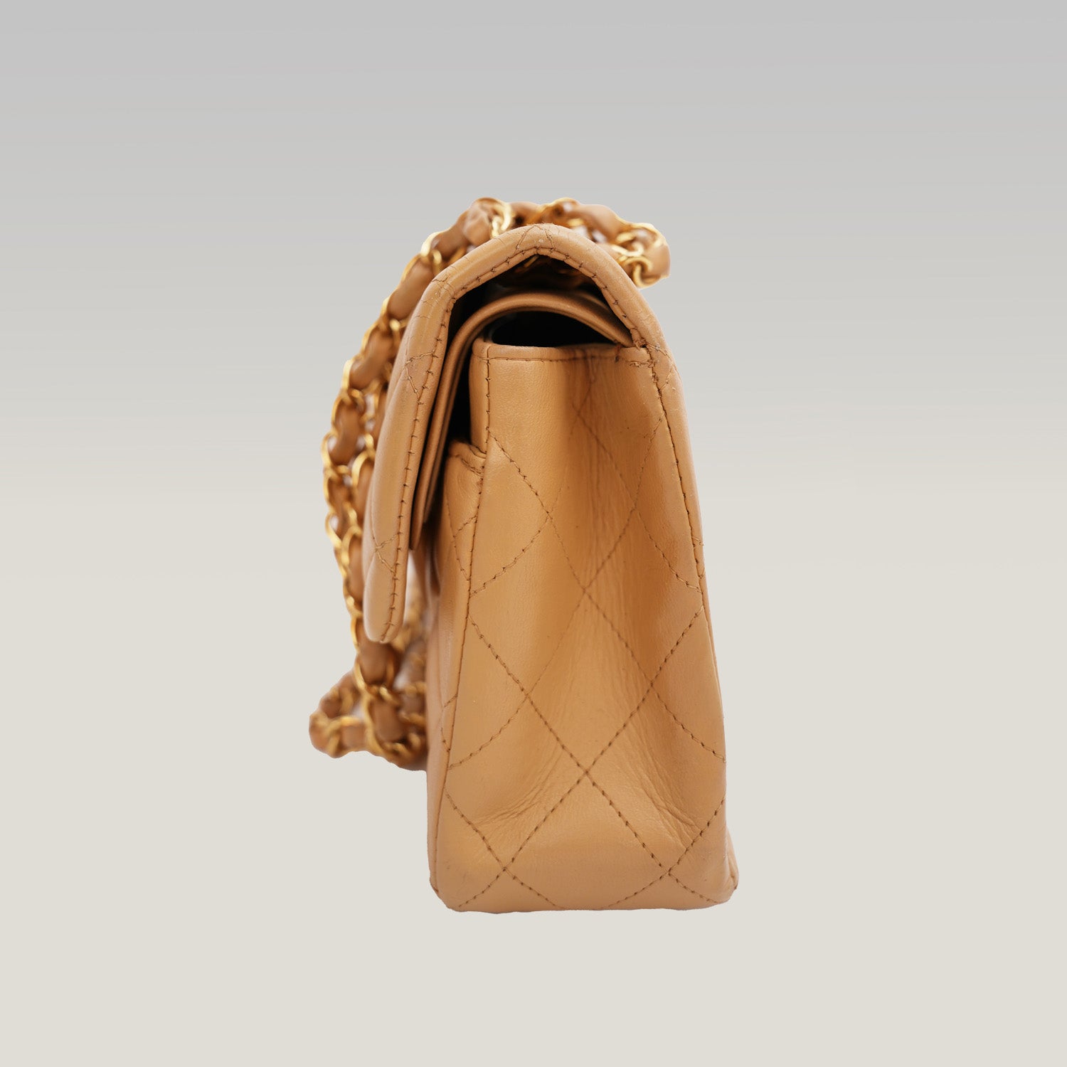Chanel Classic Flap Shoulder Bag in Beige Calfskin 