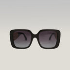 Chanel occhiali da sole neri con aste dorate effetto intrecciato CC