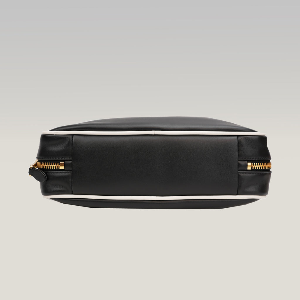 Miu Miu Beau borsa in pelle nera e bianca con manici doppi