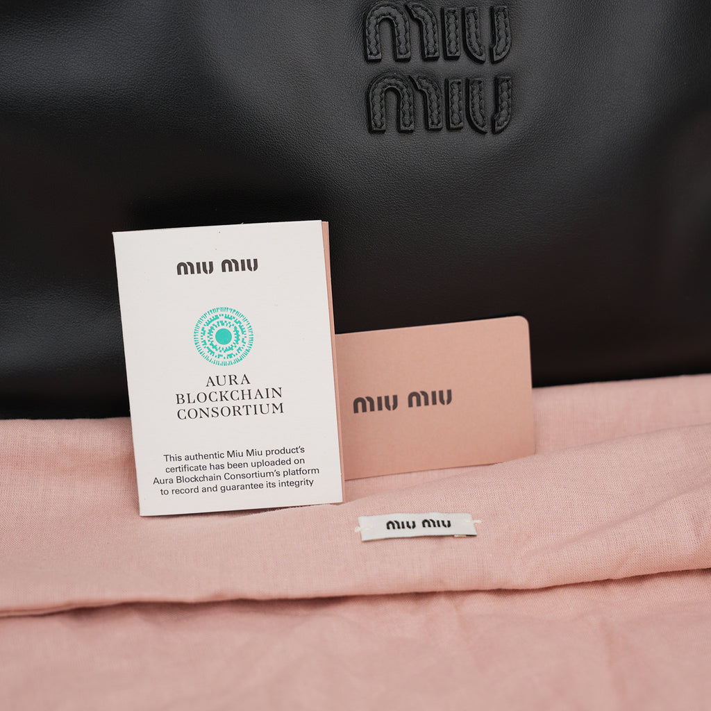 Miu Miu Beau borsa in pelle nera e bianca con manici doppi