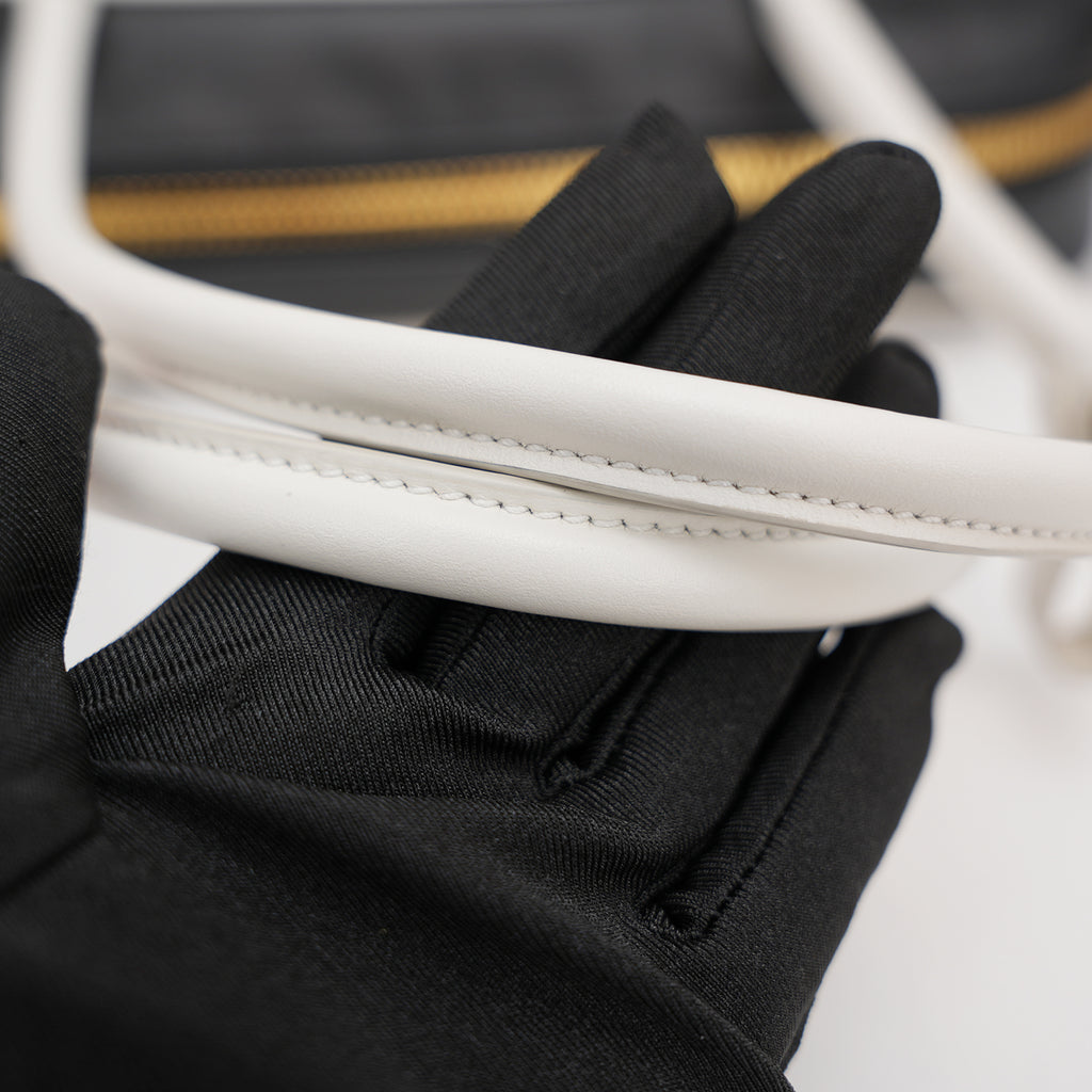 Miu Miu Beau borsa in pelle nera e bianca con manici doppi