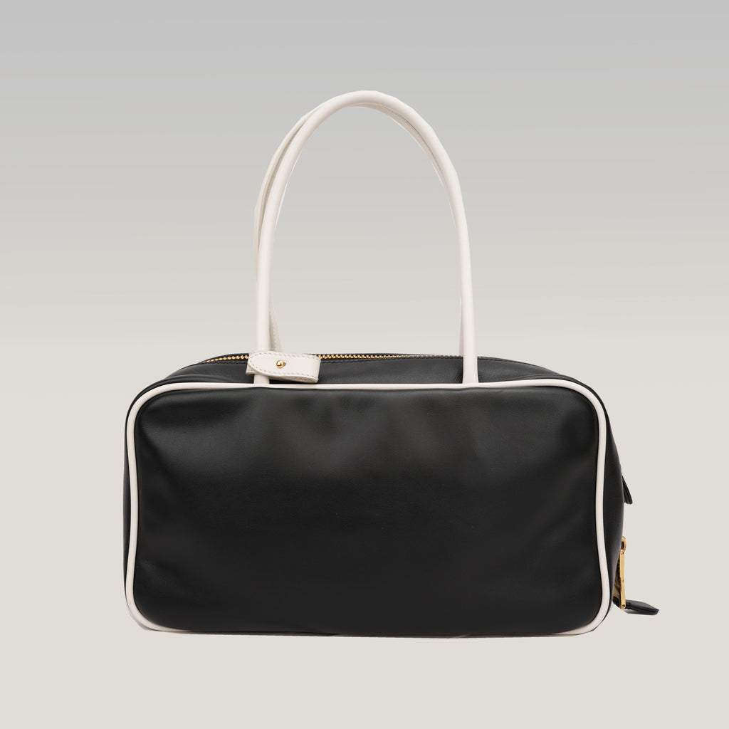 Miu Miu Beau borsa in pelle nera e bianca con manici doppi