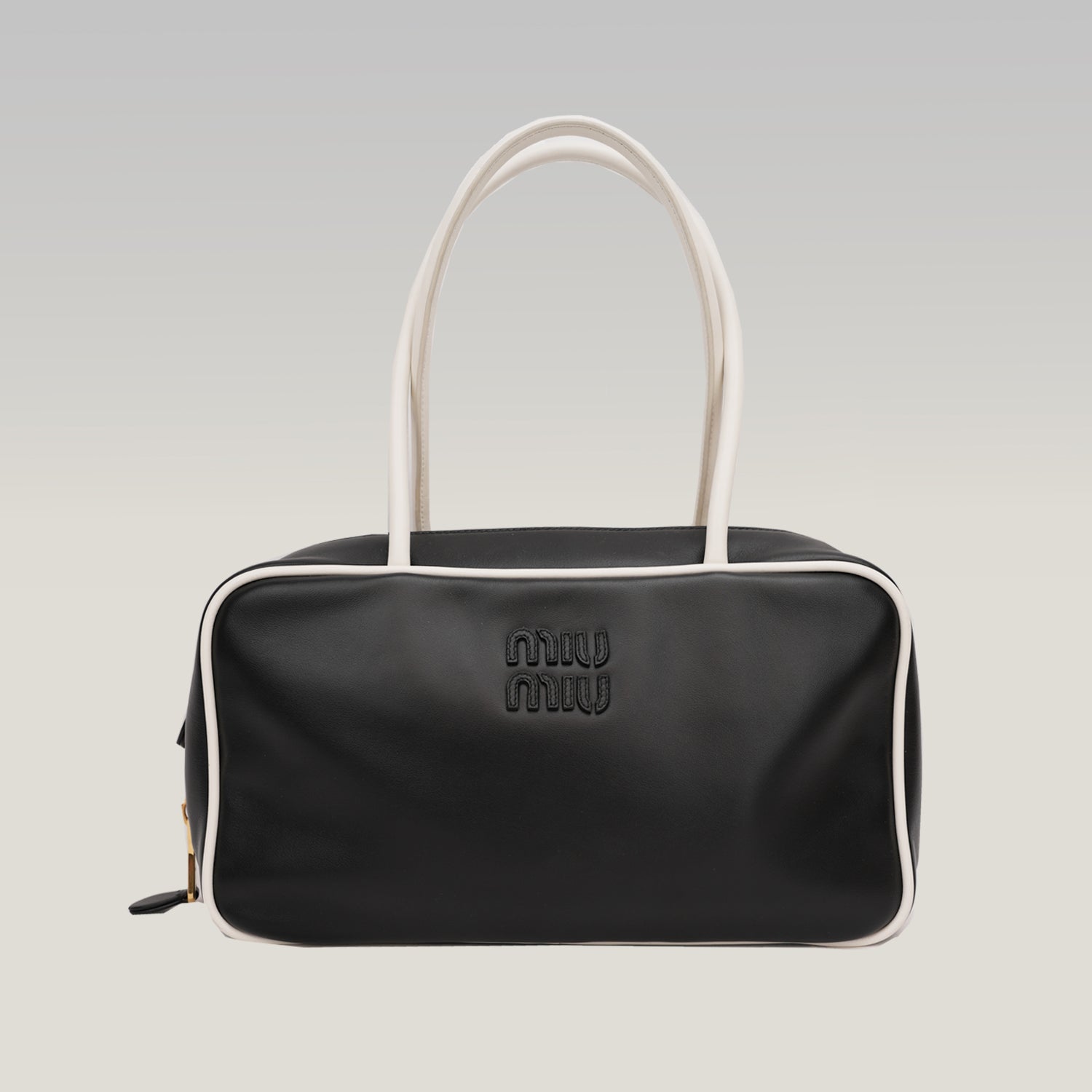 Miu Miu Beau borsa in pelle nera e bianca con manici doppi