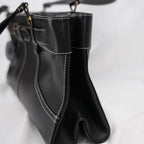 Christian Dior Vintage Tote Orizzontale in Pelle Nera con Cintura