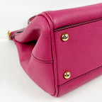 Dolce & Gabbana Sicily 26 Borsa a Mano in Pelle Fucsia e Rossa con Dettagli Dorati