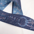 Louis Vuitton Bandeau Silk Scarf Blue Pink Monogram Travel Print Twilly