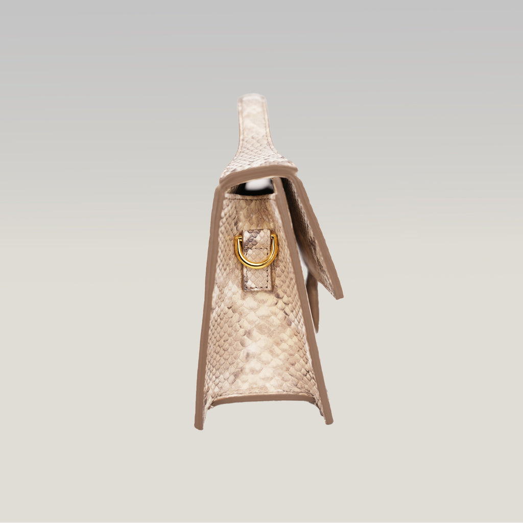 Jacquemus Le Grand Bambino Python Embossed Leather Medium Crossbody Bag Beige