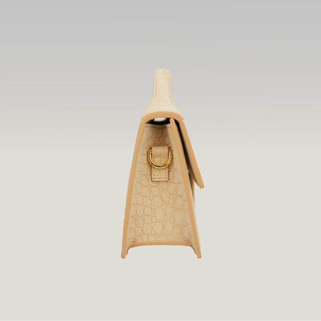 Jacquemus Large Le Bambino Croc Embossed Leather Tote Bag Beige
