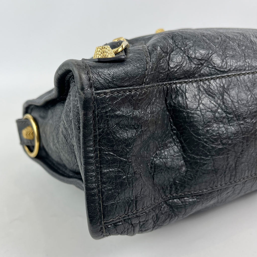 Borsa Balenciaga Classic Motorcycle Nera in Pelle con Hardware Dorato – 30 cm