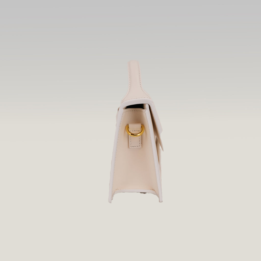 Jacquemus Borsa a Mano in Pelle Avorio con Logo Dorato