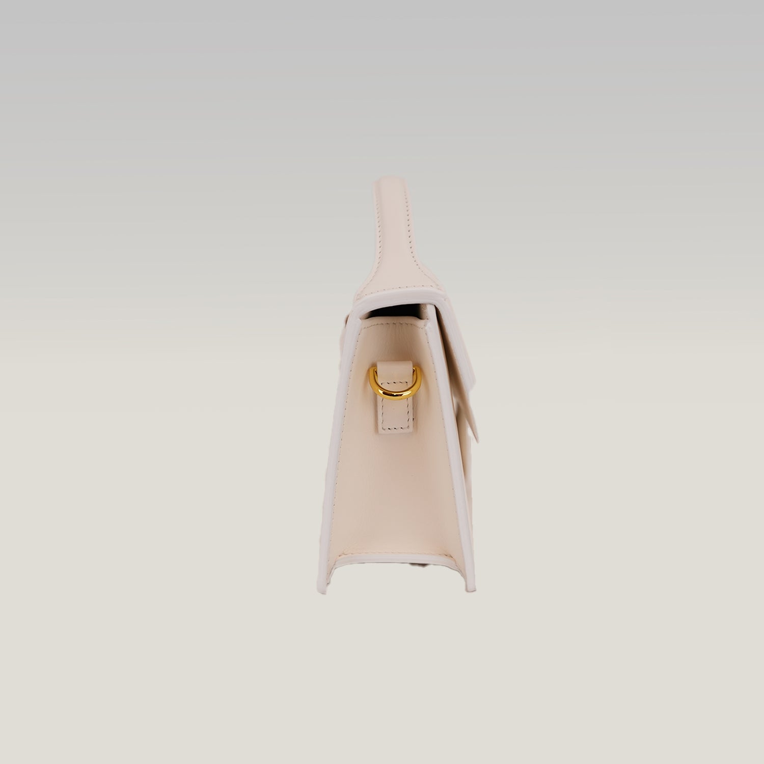 Jacquemus Borsa a Mano in Pelle Avorio con Logo Dorato