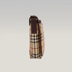 Burberry Vintage Nova Check Messenger Bag Beige Canvas & Brown Leather Crossbody Bag