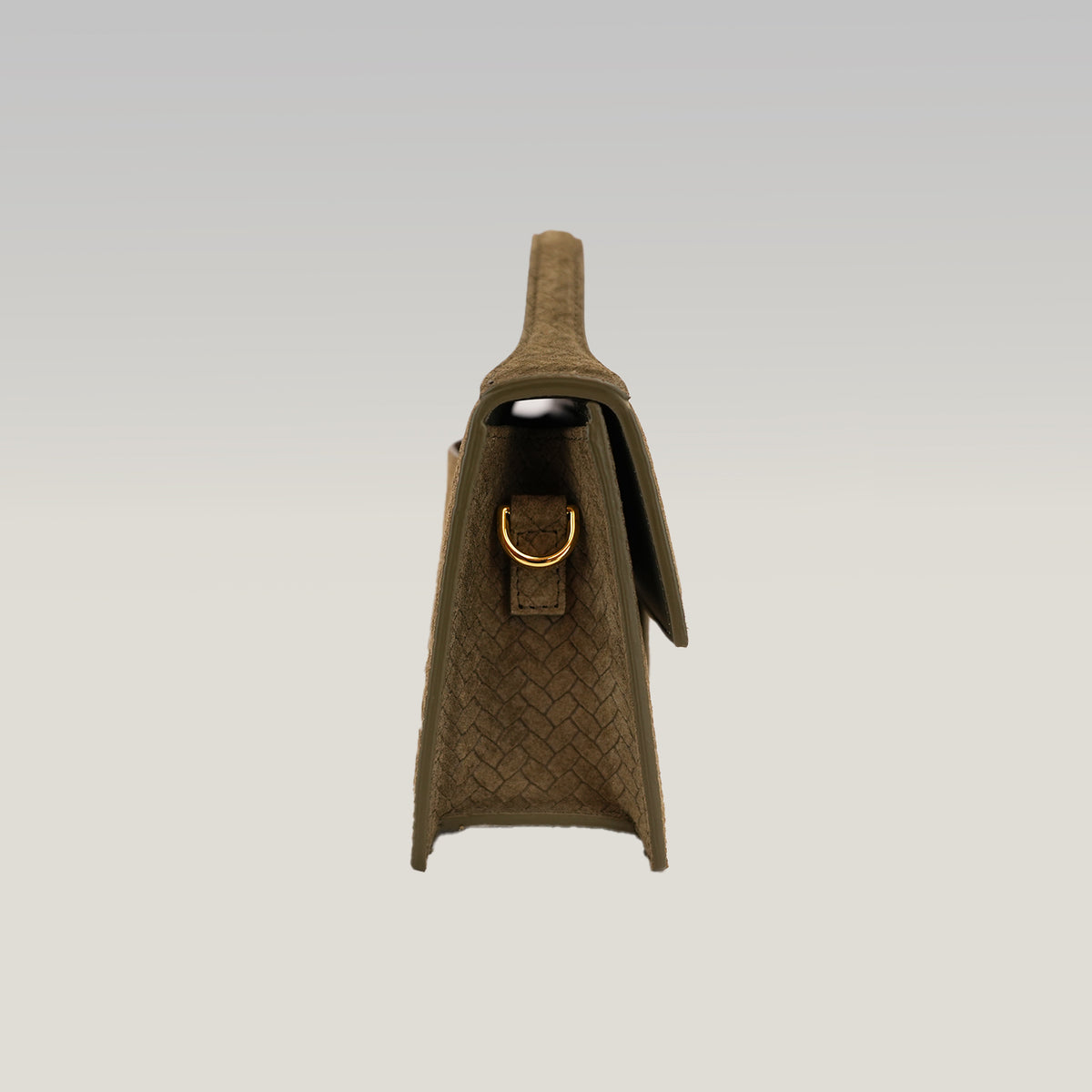 Jacquemus Borsa a Mano in Camoscio Intrecciato Verde Oliva