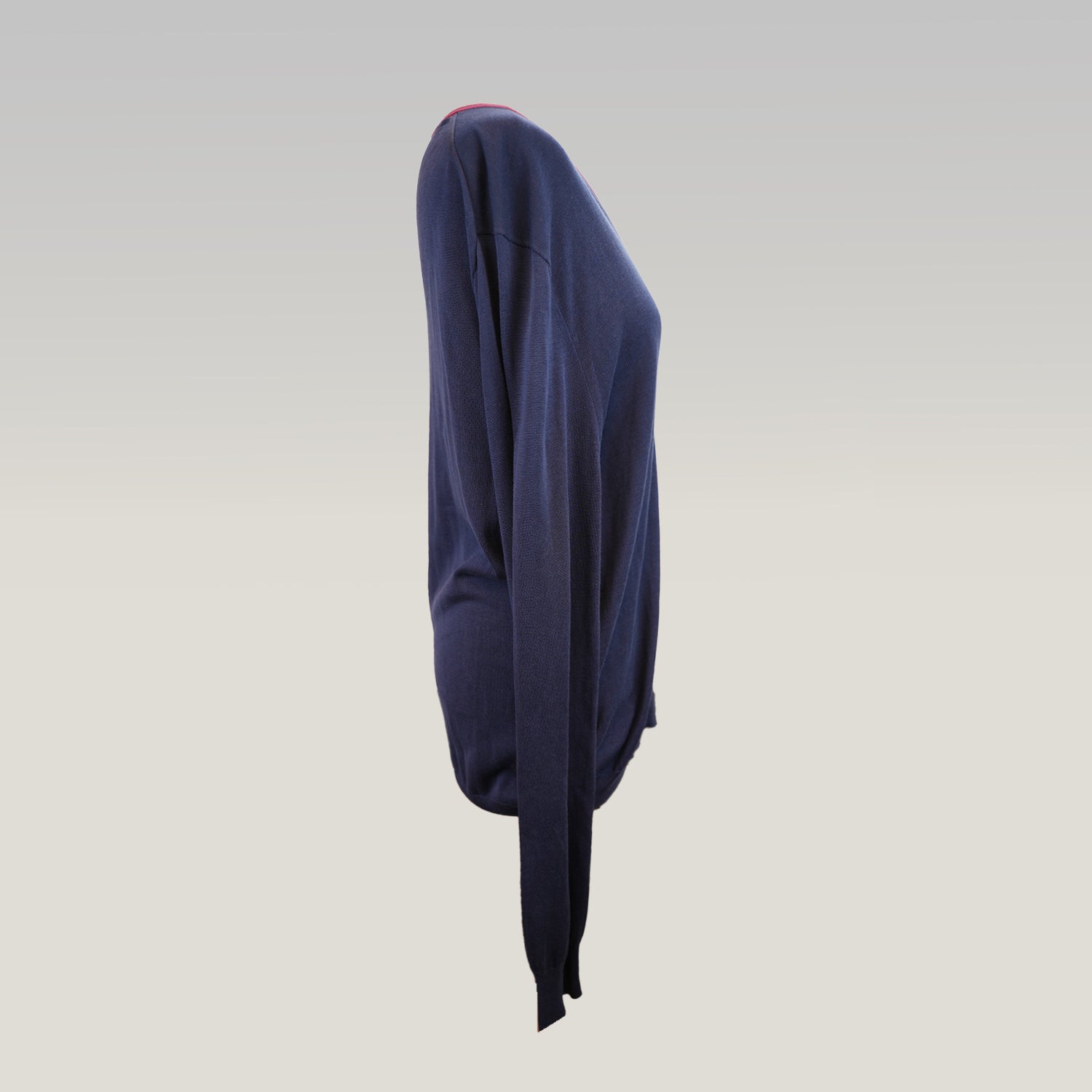 Burberry London Maglia Donna Blu Navy in Seta e Cotone Pullover Scollo V Elegante