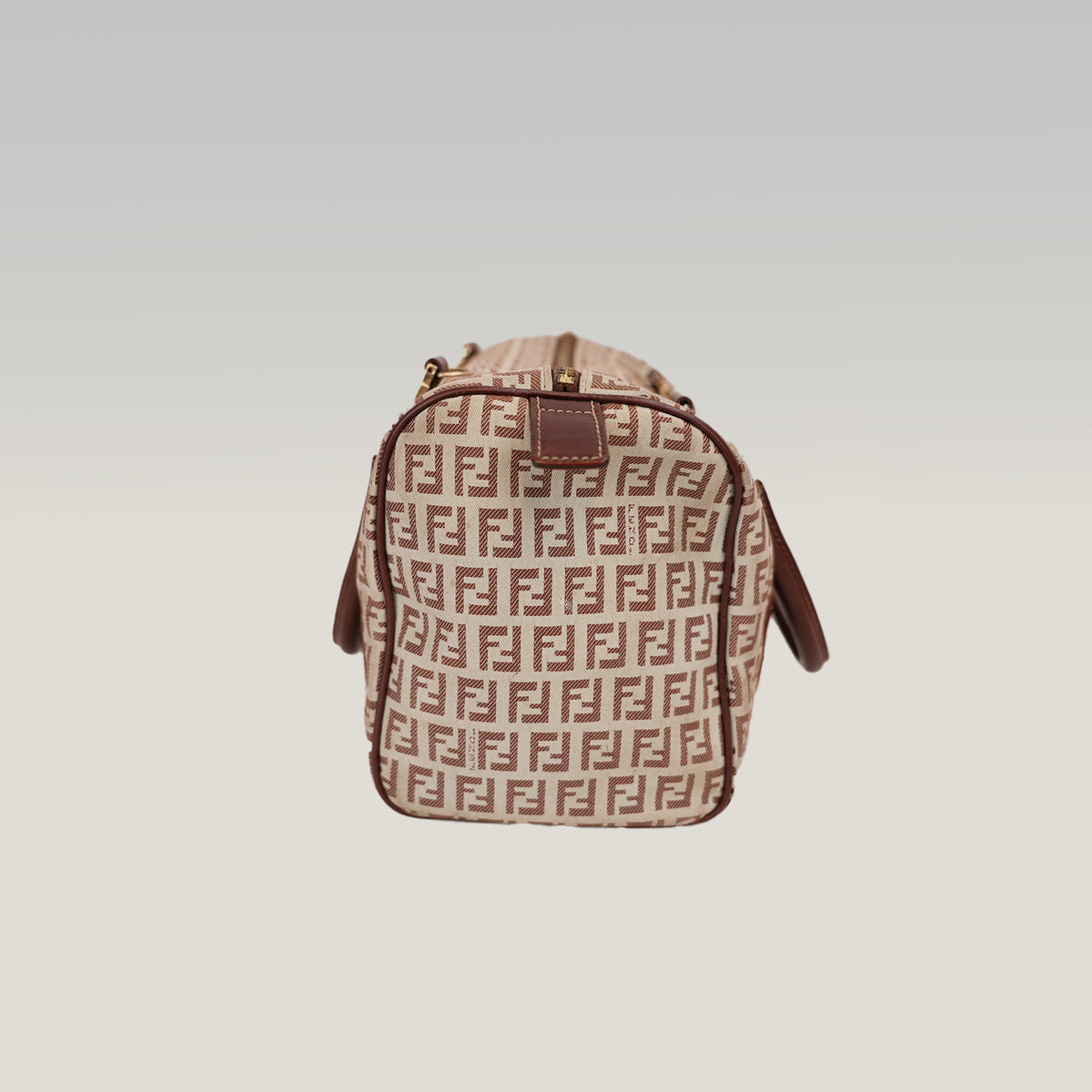 Fendi Zucchino Boston Bag Vintage in Tela Monogram e Pelle Marrone
