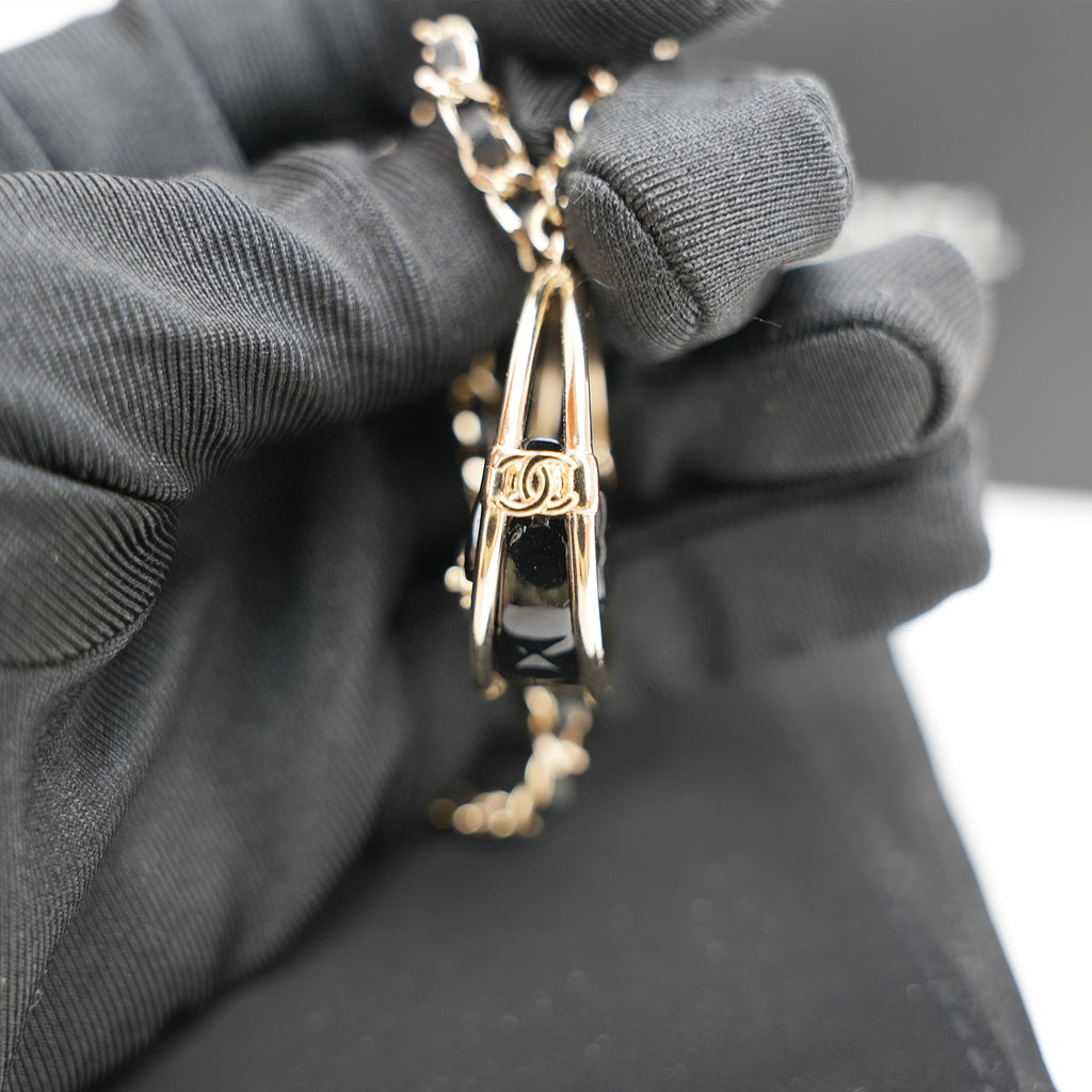 CHANEL Hula Hoop Necklace 23C – Braided Leather Chain, New with Box 