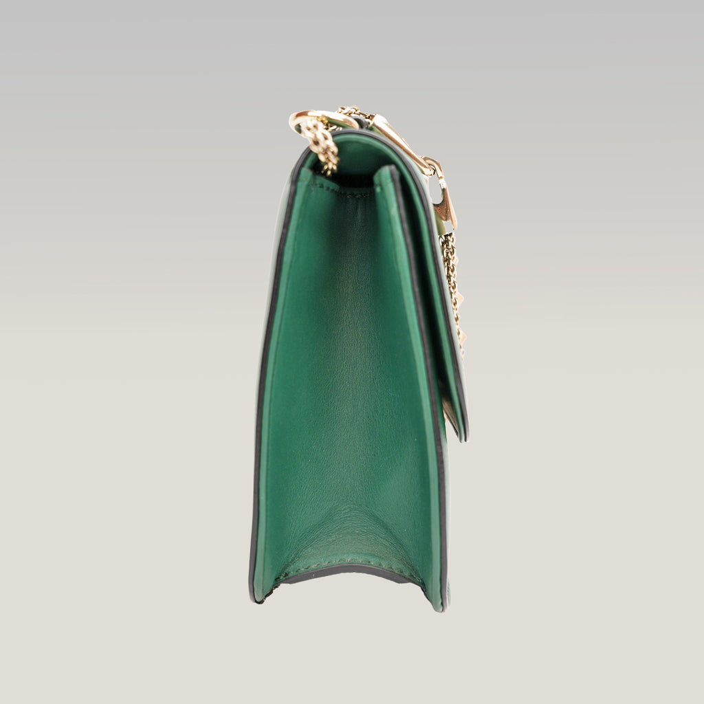 Valentino Garavani Rockstud Glam Lock Medium Leather Shoulder Bag Green Crossbody Bag