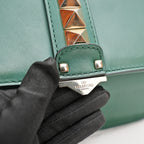 Valentino Garavani Rockstud Glam Lock Medium Leather Shoulder Bag Green Crossbody Bag