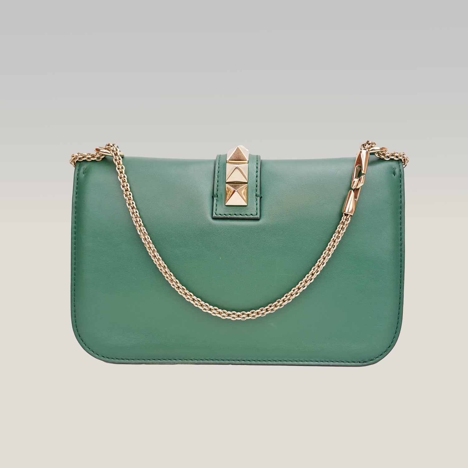 Valentino Garavani Rockstud Glam Lock Medium Leather Shoulder Bag Green Crossbody Bag