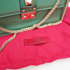 Valentino Garavani Rockstud Glam Lock Medium Leather Shoulder Bag Green Crossbody Bag