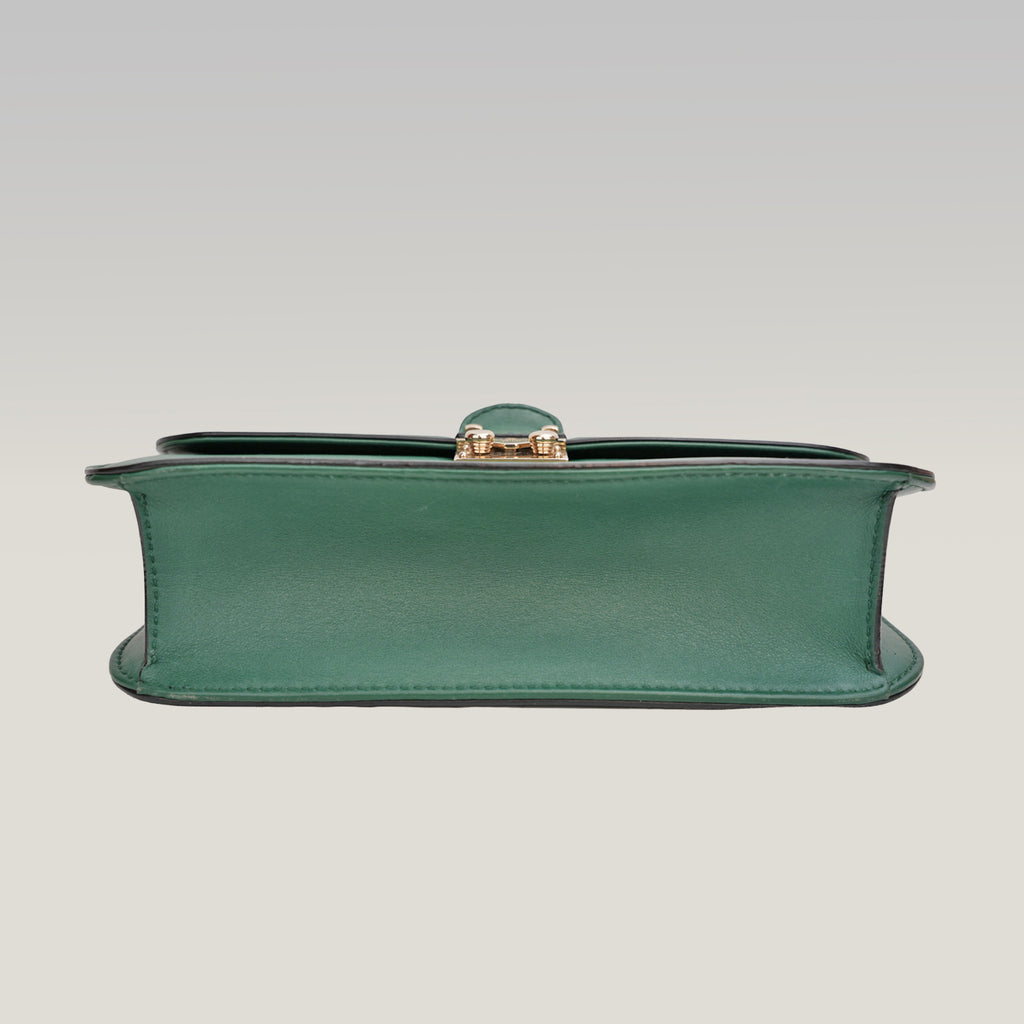 Valentino Garavani Rockstud Glam Lock Medium Leather Shoulder Bag Green Crossbody Bag