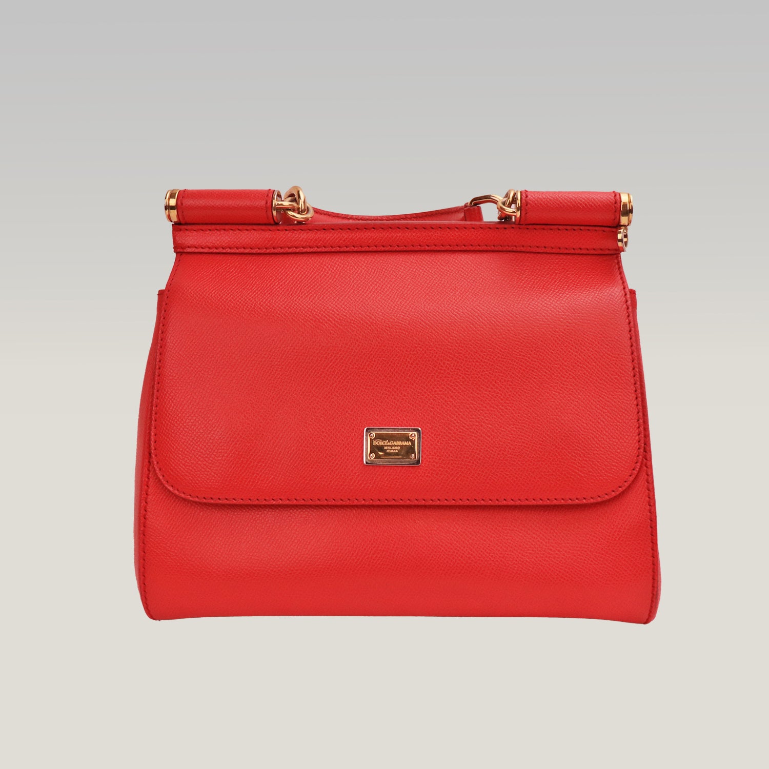 Dolce & Gabbana Sicily Medium in Red Leather 