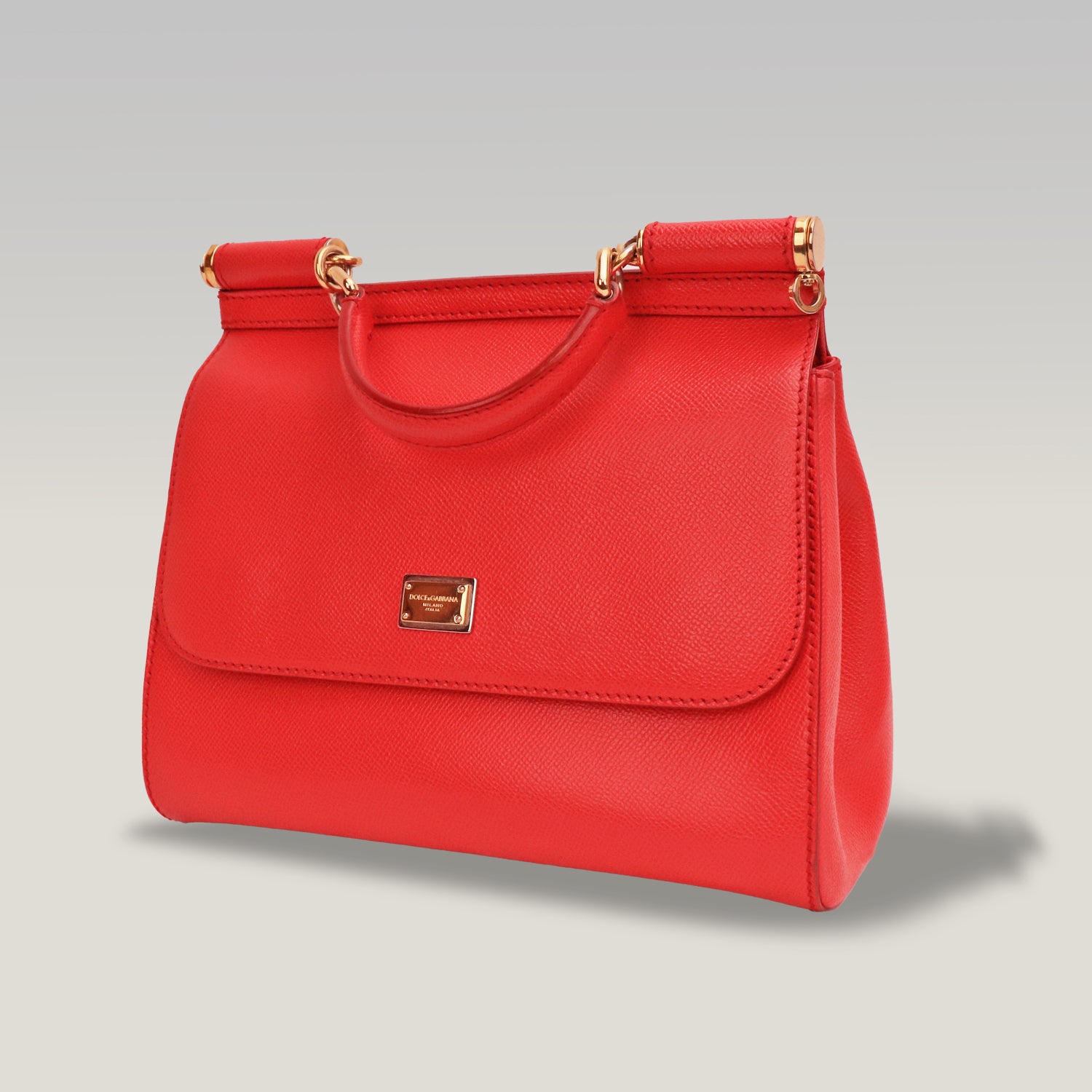 Dolce & Gabbana Sicily Medium in Red Leather 