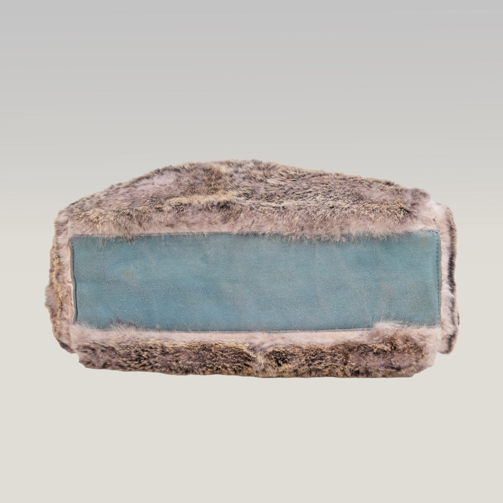 Chanel Sky Blue Rabbit Fur Beach Bag 