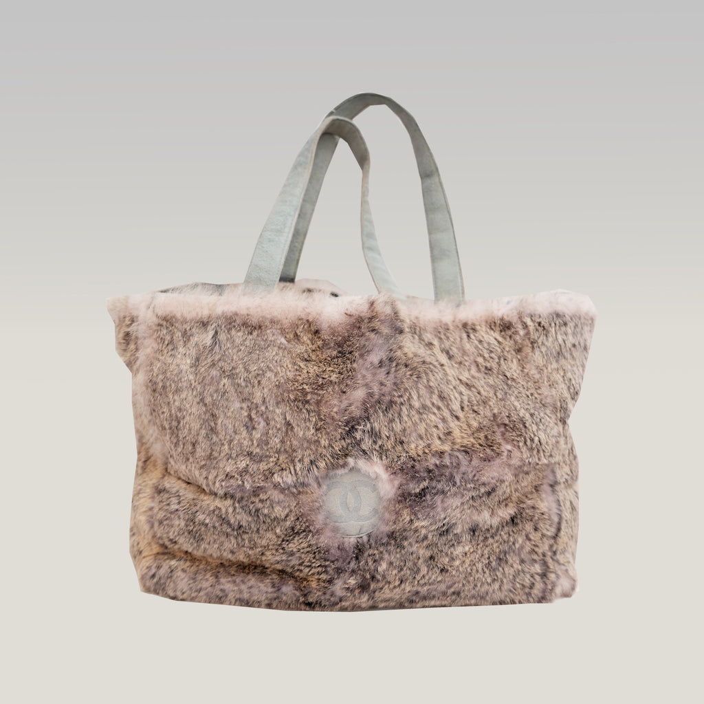 Chanel Sky Blue Rabbit Fur Beach Bag 