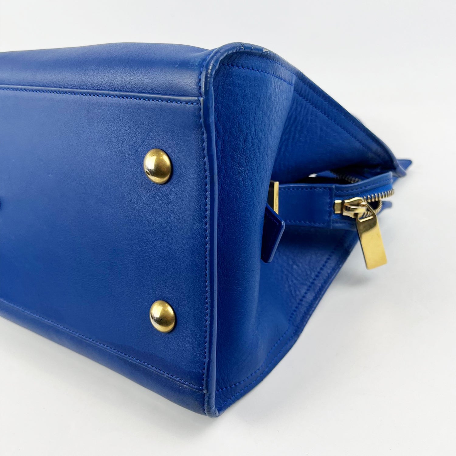 Saint Laurent Y Ligne Chyc Borsa a Mano in Pelle Blu con Tracolla