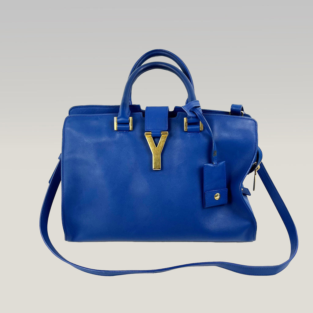 Saint Laurent Y Ligne Chyc Borsa a Mano in Pelle Blu con Tracolla