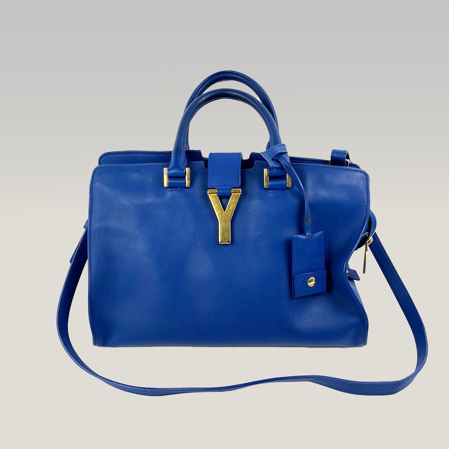 Saint Laurent Y Ligne Chyc Borsa a Mano in Pelle Blu con Tracolla