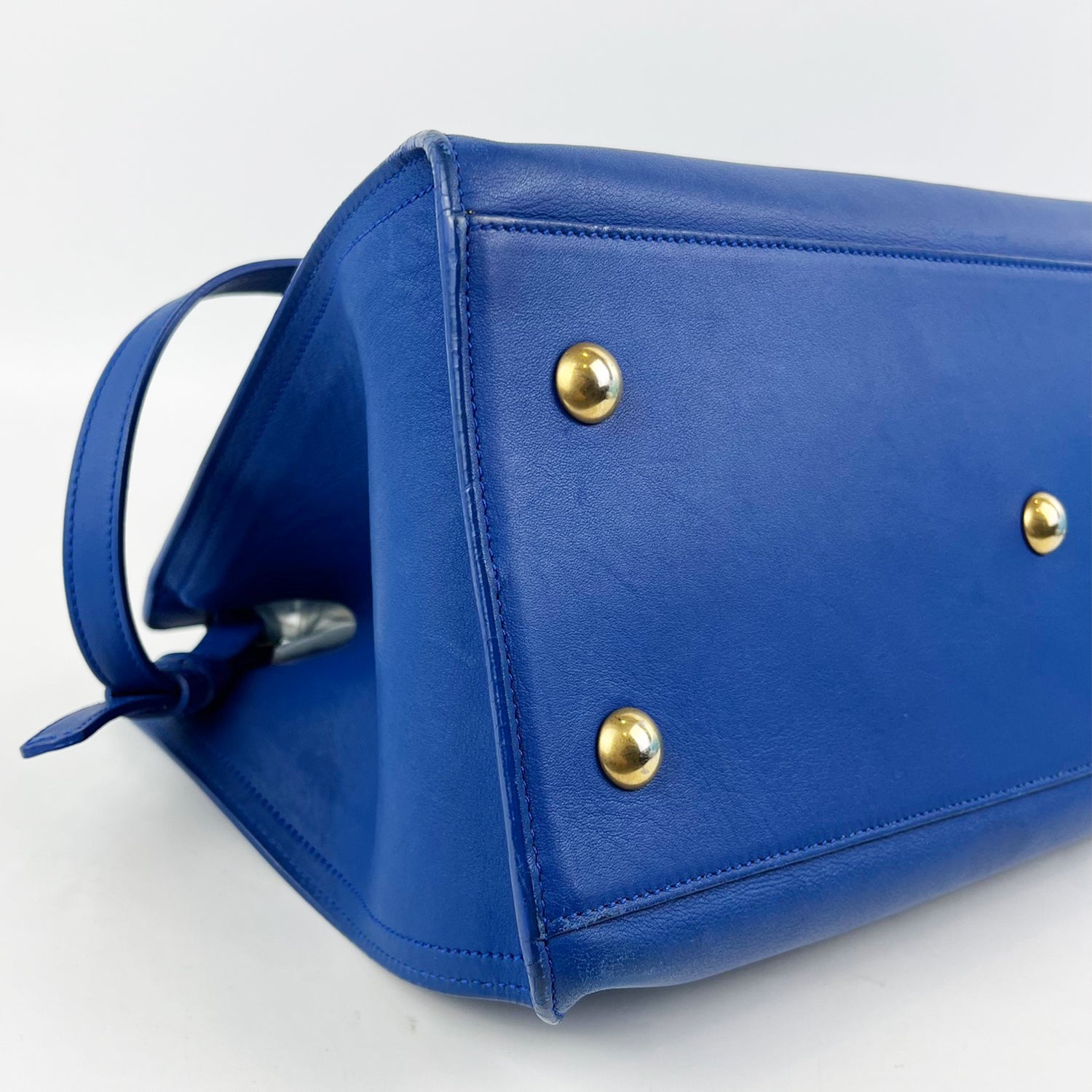 Saint Laurent Y Ligne Chyc Borsa a Mano in Pelle Blu con Tracolla