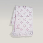 Sciarpa Louis Vuitton Logomania in Lana Beige e Rosa con Monogram